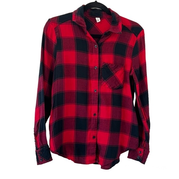 BP Red & Black Plaid Flannel Button Down Shirt - Picture 1 of 4